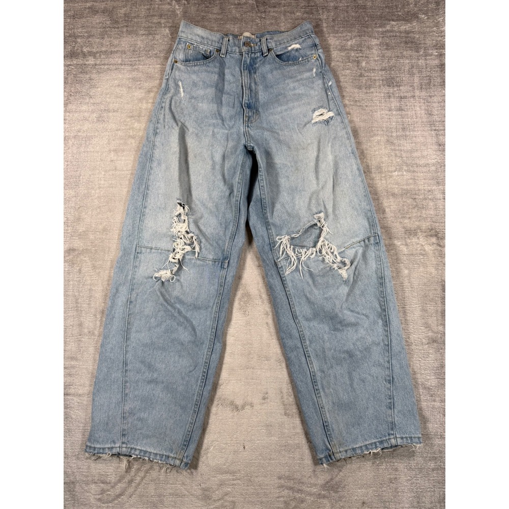BDG Jeans Womens 27 Blue Extreme Baggy Distressed High Rise Wide Leg Barrel